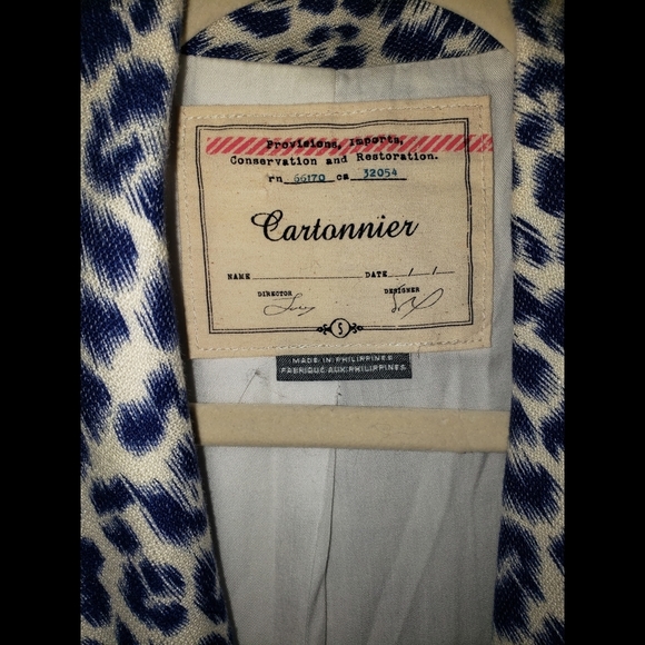 Cartonnier Anthropologie Blue Animal Print Blazer - Picture 5 of 9